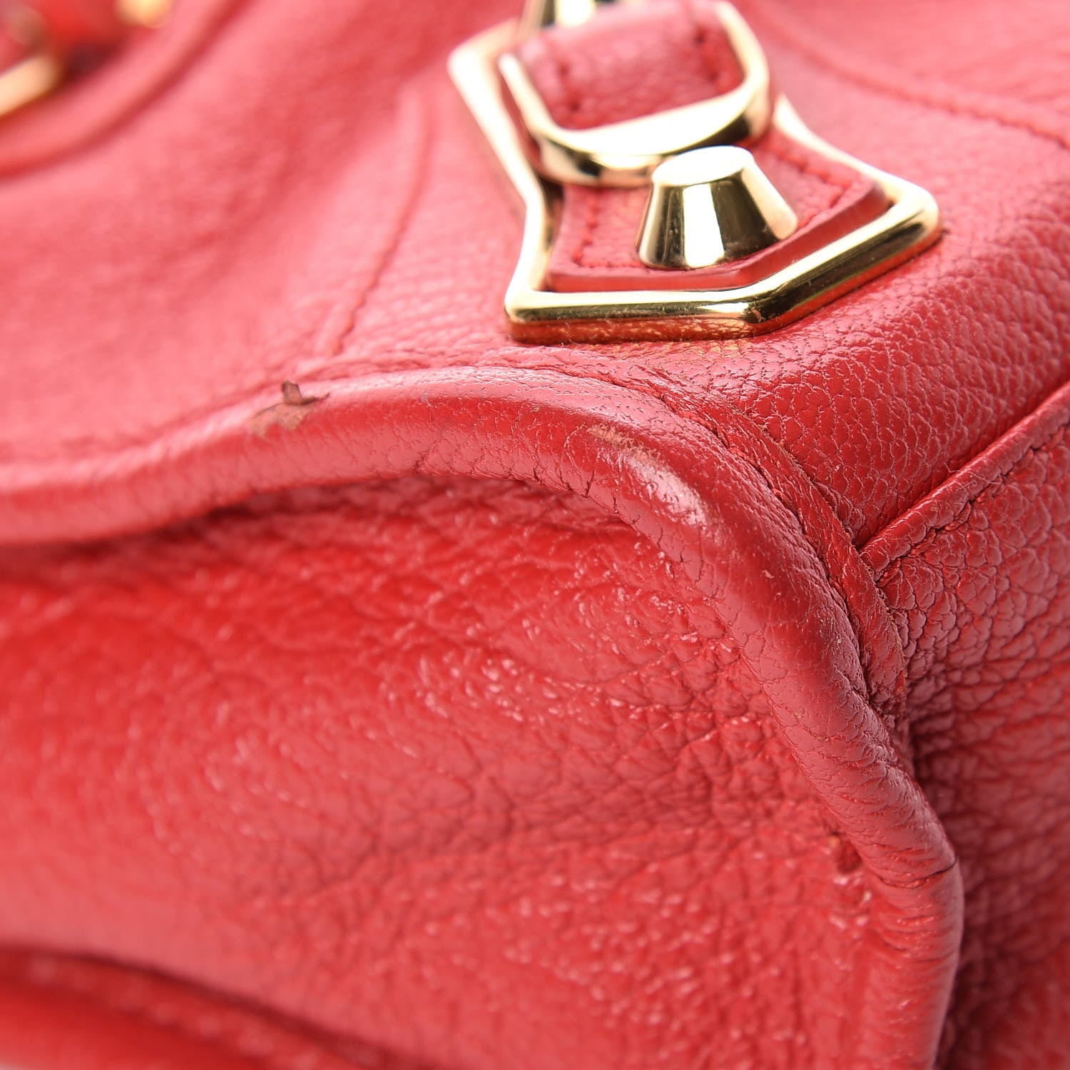 Balenciaga Chevre Gold Metallic Edge Hardware Mini City Rouge Grenade 16 of 20