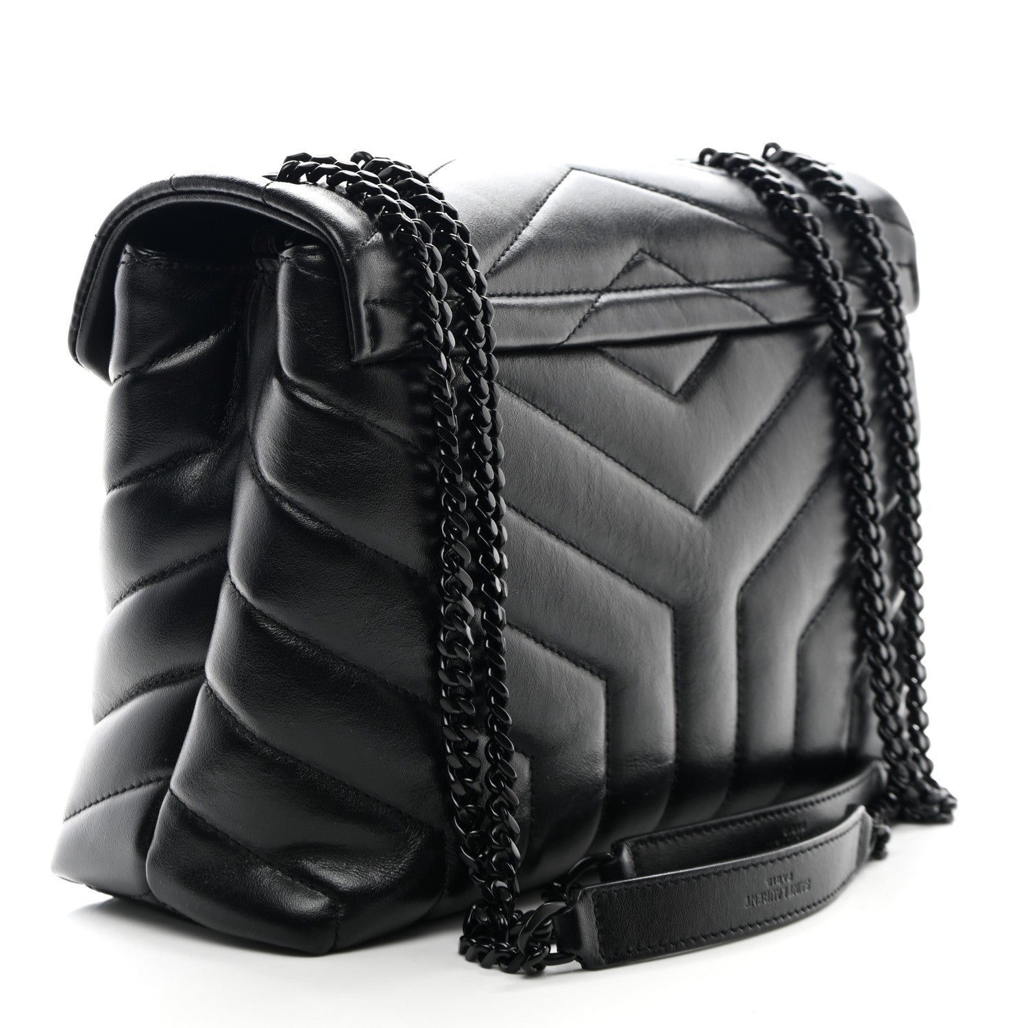 Saint Laurent Calfskin Y Quilted Monogram Monochrome Small Loulou Chain Satchel Black 3 of 11