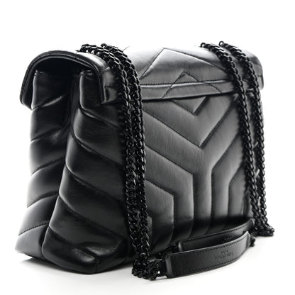 Saint Laurent Calfskin Y Quilted Monogram Monochrome Small Loulou Chain Satchel Black 3 of 11