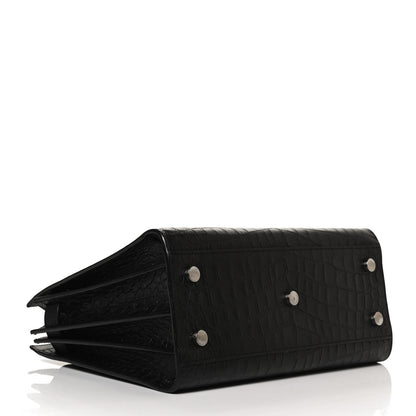 Saint Laurent Calfskin Crocodile Embossed Baby Sac De Jour Black 4 of 14