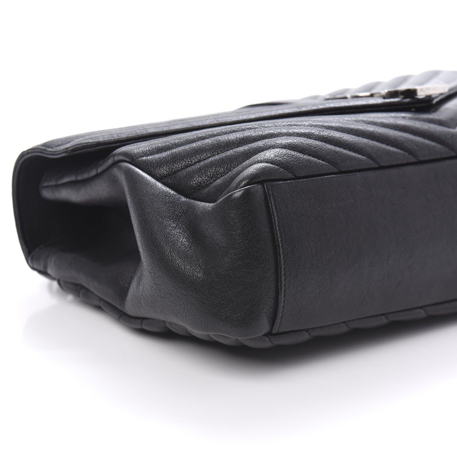 Saint Laurent Sheepskin Matelasse Chevron Monogram Large College Satchel Black 6 of 9
