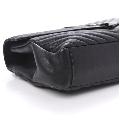 Saint Laurent Sheepskin Matelasse Chevron Monogram Large College Satchel Black 6 of 9
