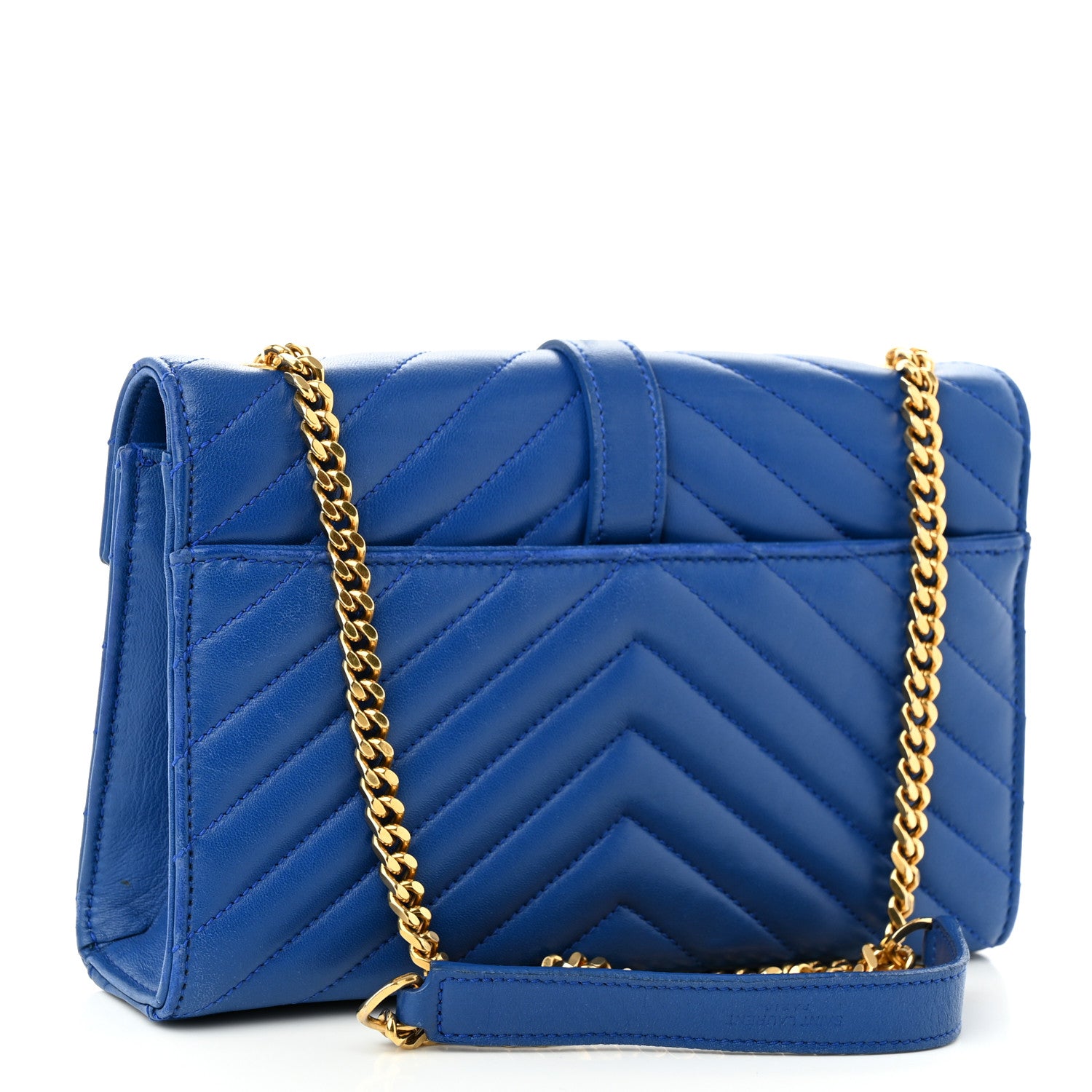 Saint Laurent SAINT LAURENT Lambskin Matelasse Chevron Small Monogram Satchel Royal Blue 3 of 11