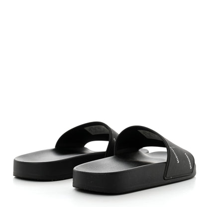 Balenciaga Rubber Allover Logo Embossed Womens Pool Slide Sandals 37 Black 4 of 8