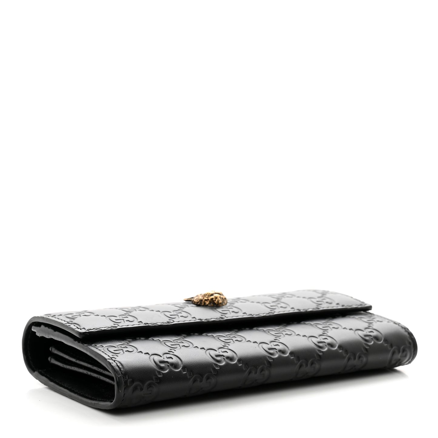 Guccissima Signature Crystal Cat Flap Wallet Black