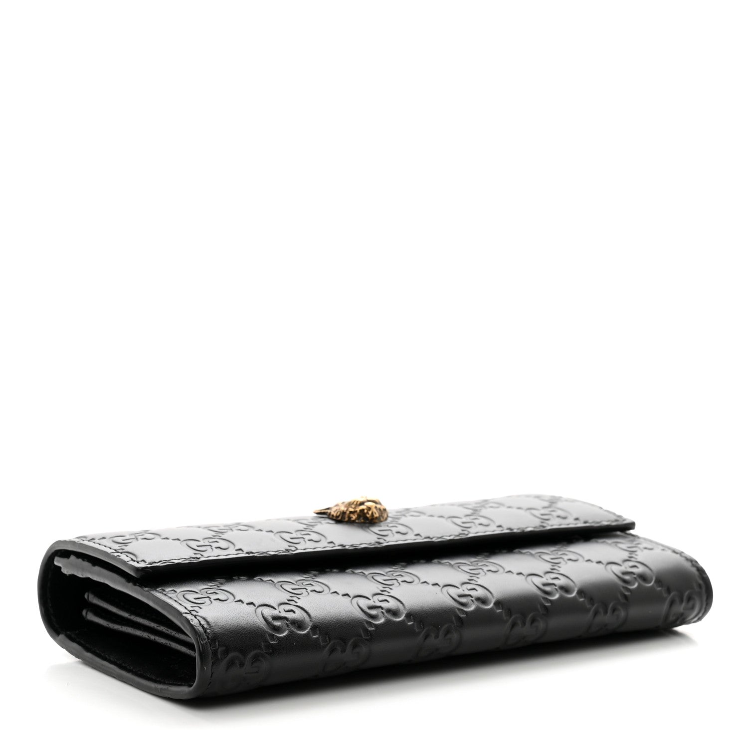 Gucci Guccissima Signature Crystal Cat Flap Wallet Black 4 of 8