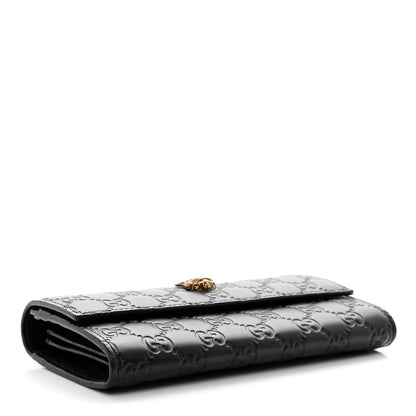 Gucci Guccissima Signature Crystal Cat Flap Wallet Black 4 of 8