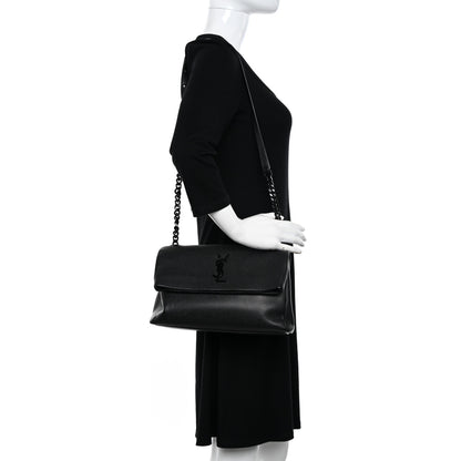 Saint Laurent Grain De Poudre Medium West Hollywood Monogram Fold-Over Black 2 of 11