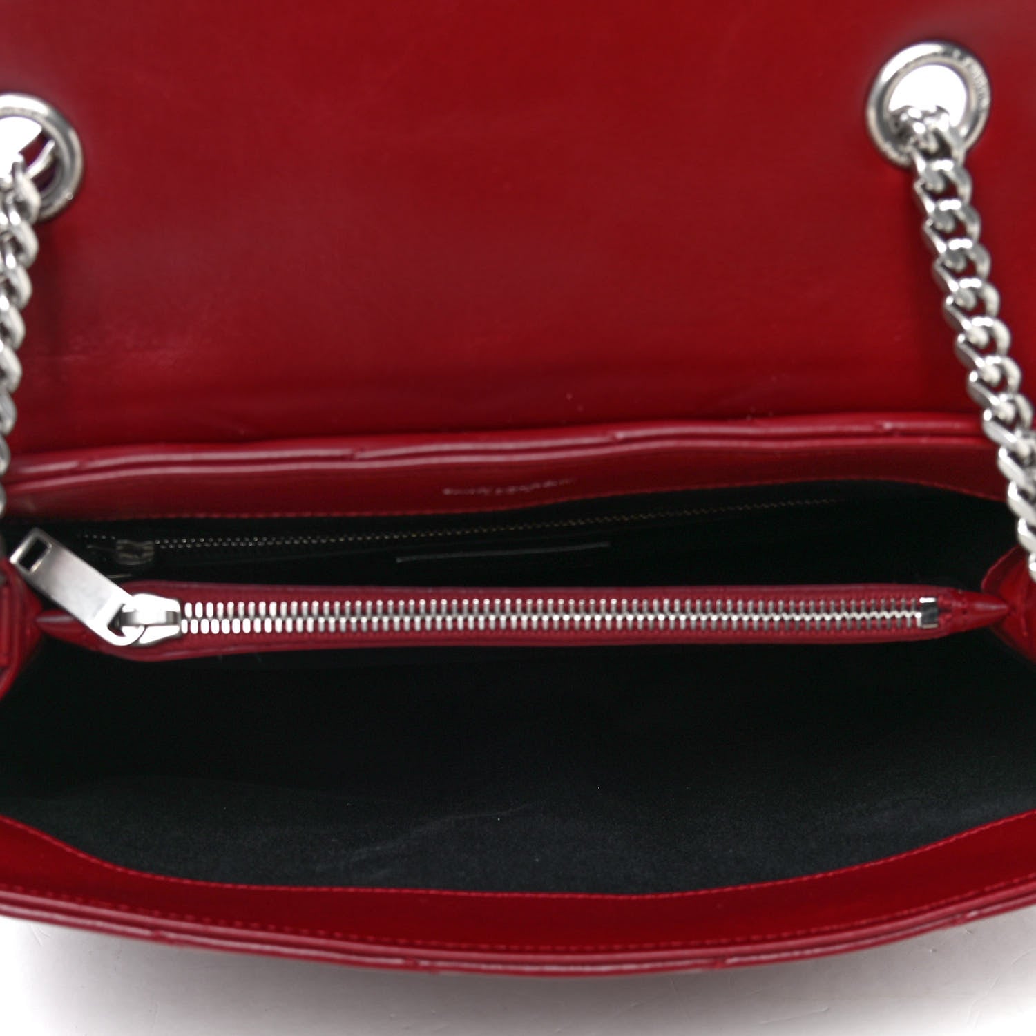 Saint Laurent Calfskin Y Quilted Monogram Medium Loulou Chain Satchel Rouge Legion 4 of 5