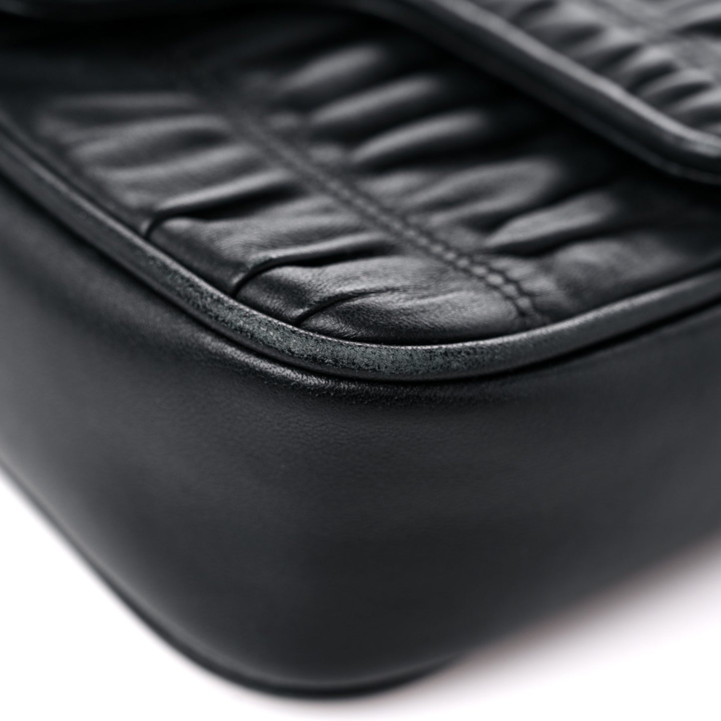Nappa Gaufre Small Chain Flap Shoulder Bag Black