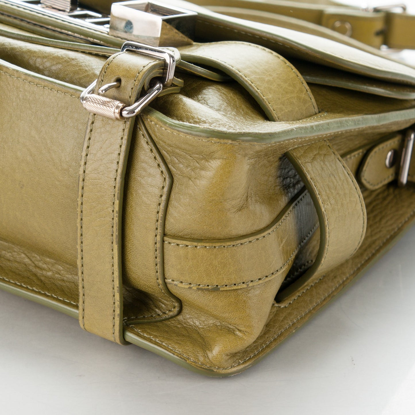 Calfskin PS11 Classic Shoulder Bag Olive