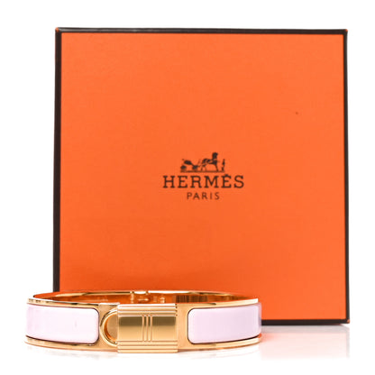 Hermes Enamel Narrow Clic Cadenas Bracelet GM Rose Dragee 5 of 5