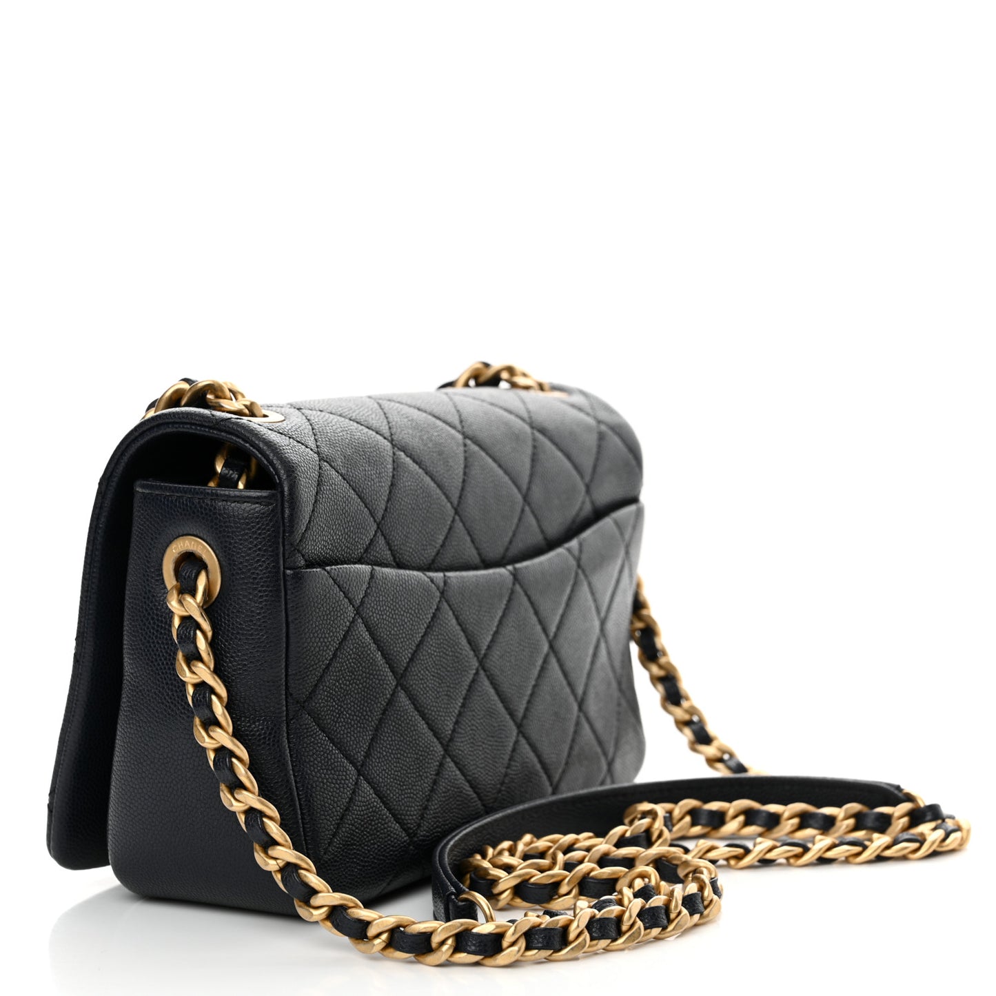 Caviar Quilted Small Fashion Therapy Flap Bag Navy Blue