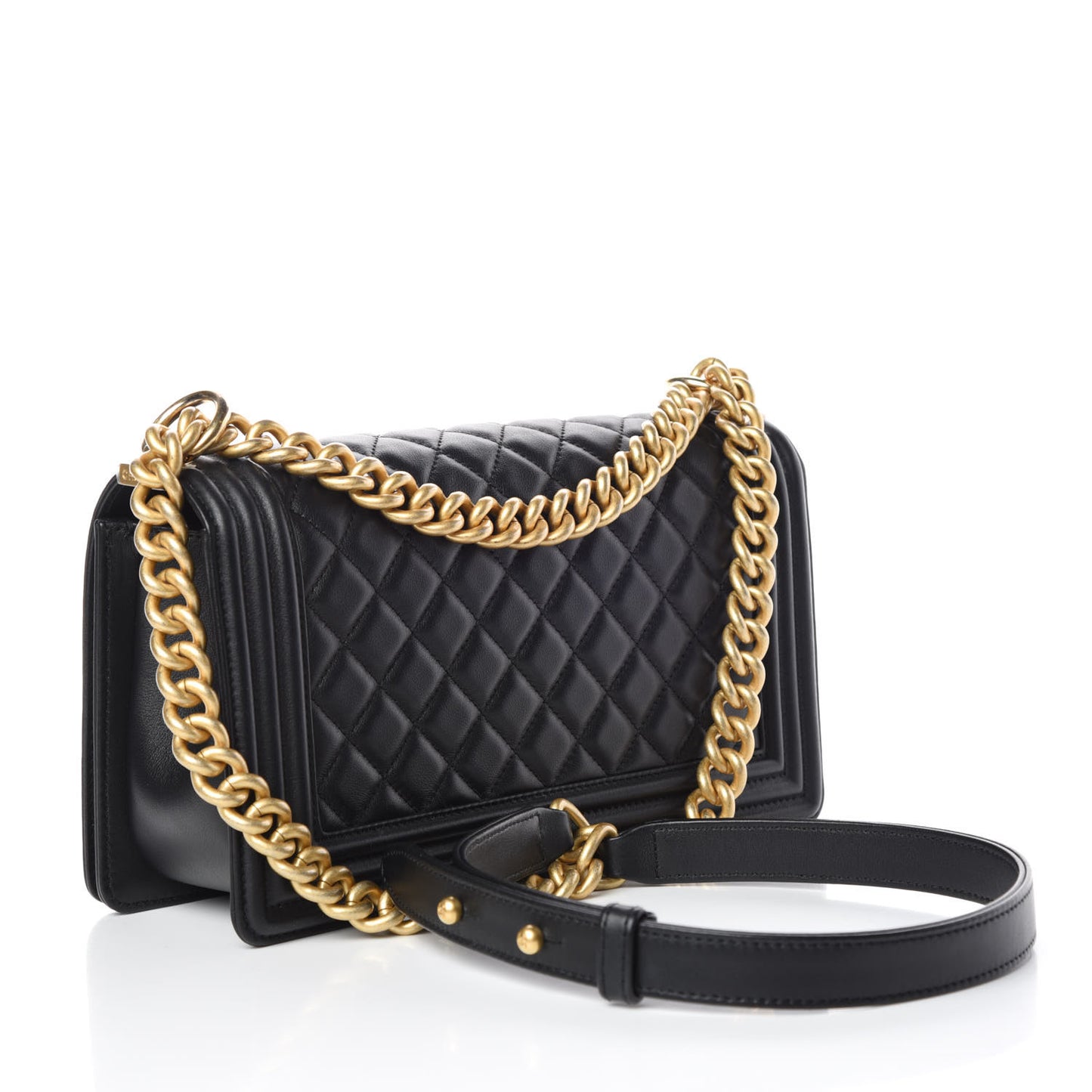 Lambskin Quilted Medium Boy Flap Black