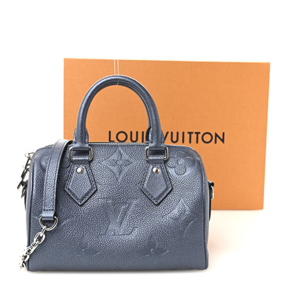Louis Vuitton Metallic Empreinte Monogram Giant Speedy Bandouliere 20 Navy Nacre 19 of 19