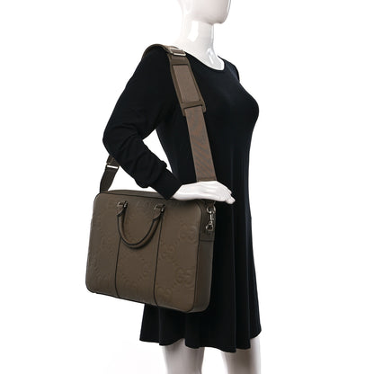 Gucci Piuma Calfskin Jumbo GG Embossed Briefcase Good Taupe 2 of 11