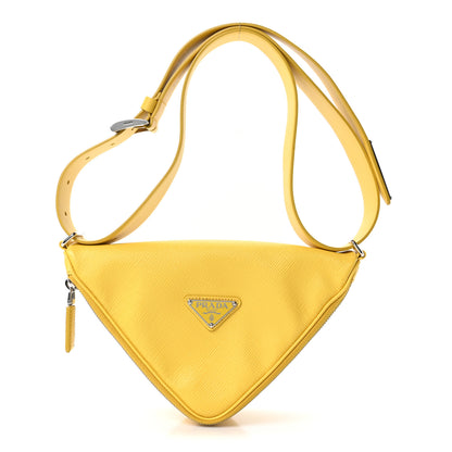 Prada Saffiano Triangle Shoulder Belt Bag Sunny Yellow 1 of 10