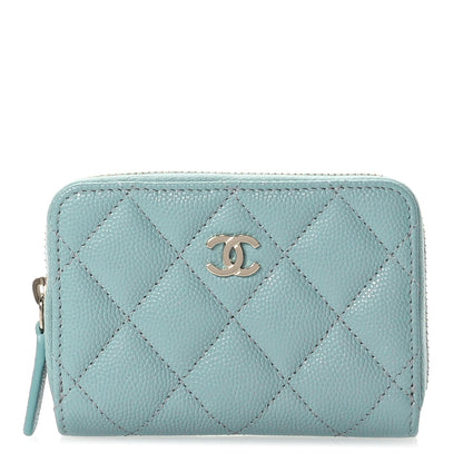 Chanel Caviar Quilted Zip Coin Purse Light Blue 1 of 8