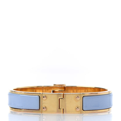 Hermes Enamel Charniere Uni Narrow Hinged Bracelet Bleu Lavande 3 of 5