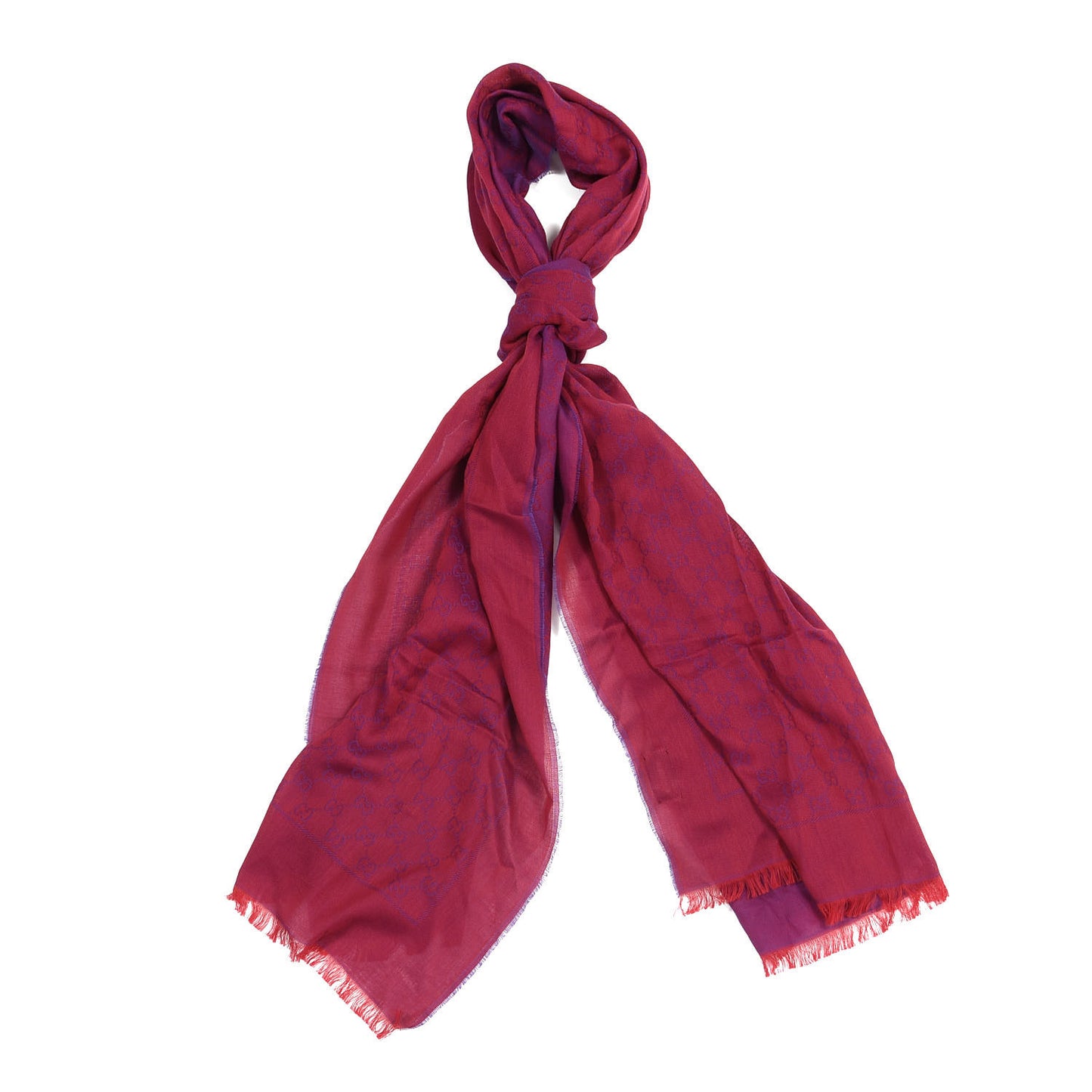 Wool Jacquard Monogram Scarf Fuchsia