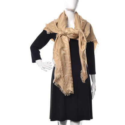 Burberry Silk Wool Monogrammed TB Print Square Scarf Honey 2 of 6