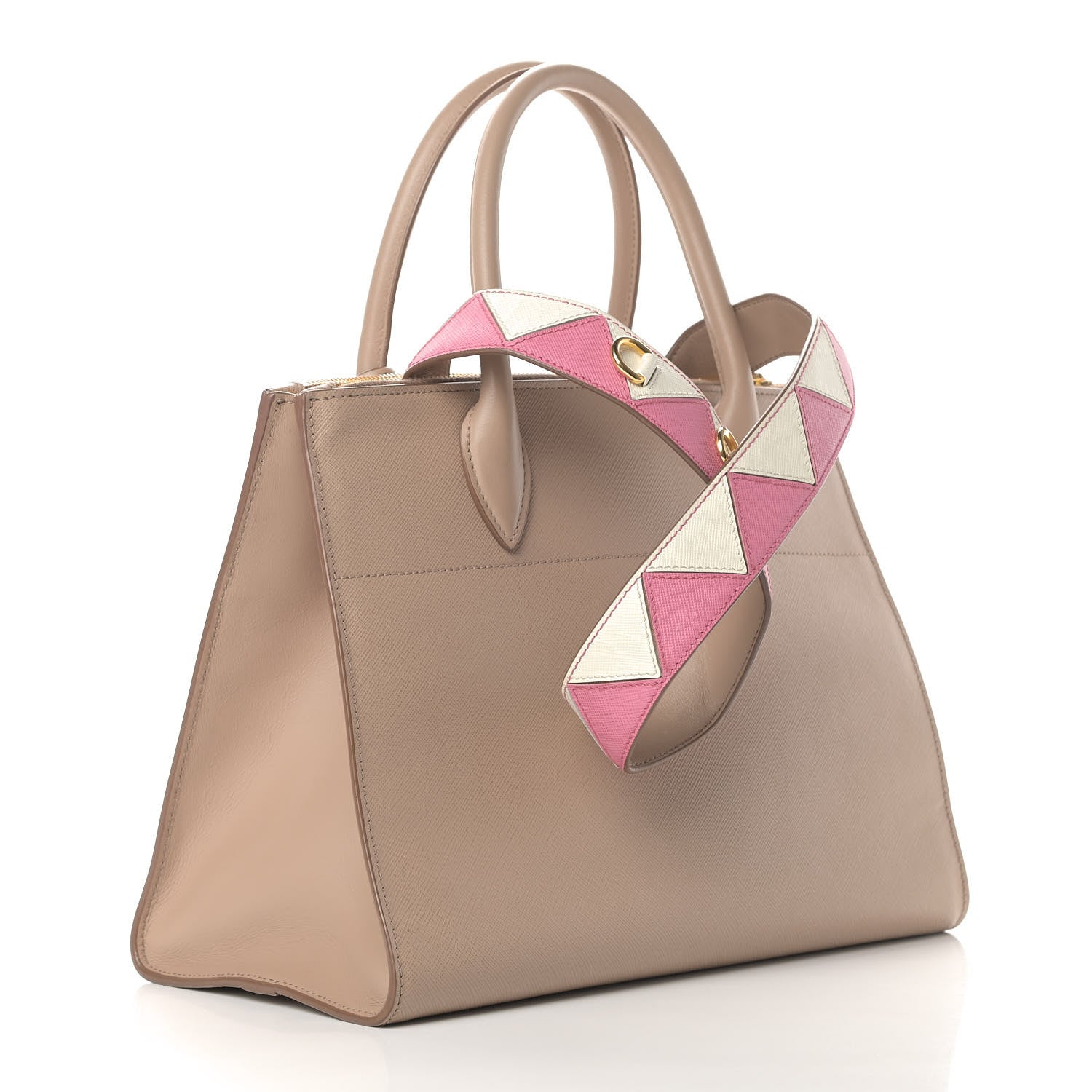 Prada Saffiano City Calfskin Greche Medium Paradigme Bag Cammeo Begonia 2 of 6