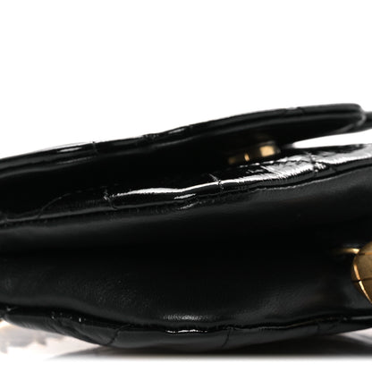 Chanel Crumpled Patent Lambskin Quilted Tassel Clutch With Chain Black 9 of 11