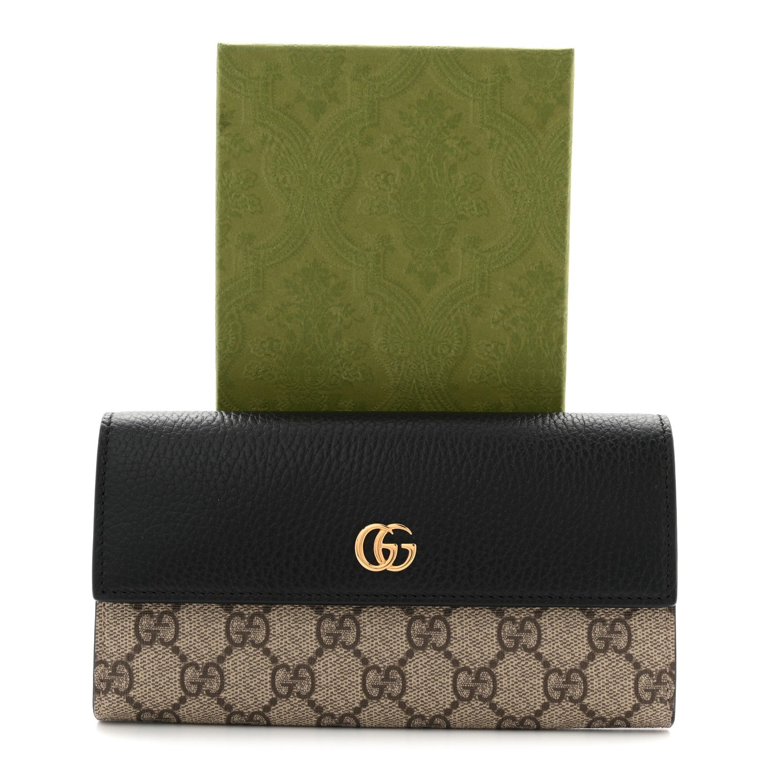 Gucci Dollar Calfskin GG Supreme Monogram GG Marmont Continental Wallet Black Beige Ebony 9 of 9