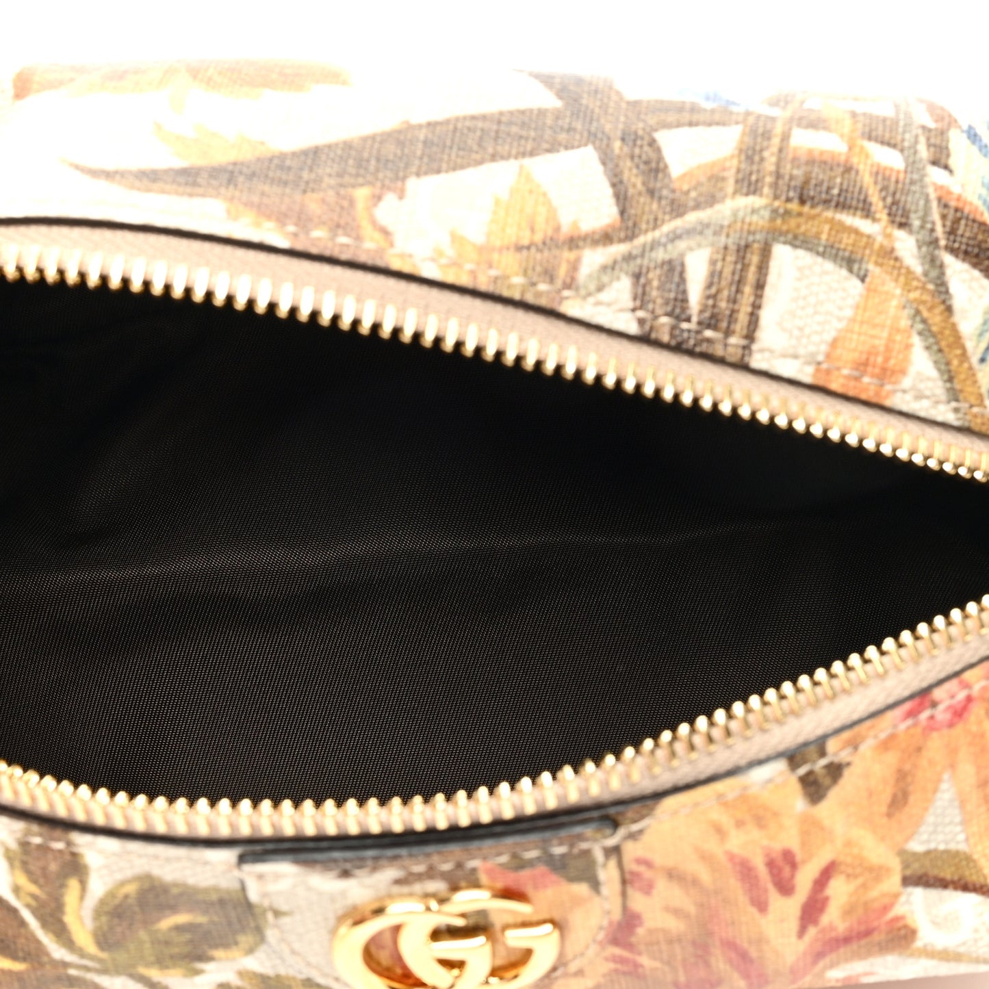 GG Supreme Monogram Water Flora Small Ophidia Cosmetic Case Beige White Multicolor