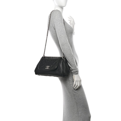 Chanel Washed Lambskin Quilted Bijoux Chain Accordion Flap Black 2 of 12
