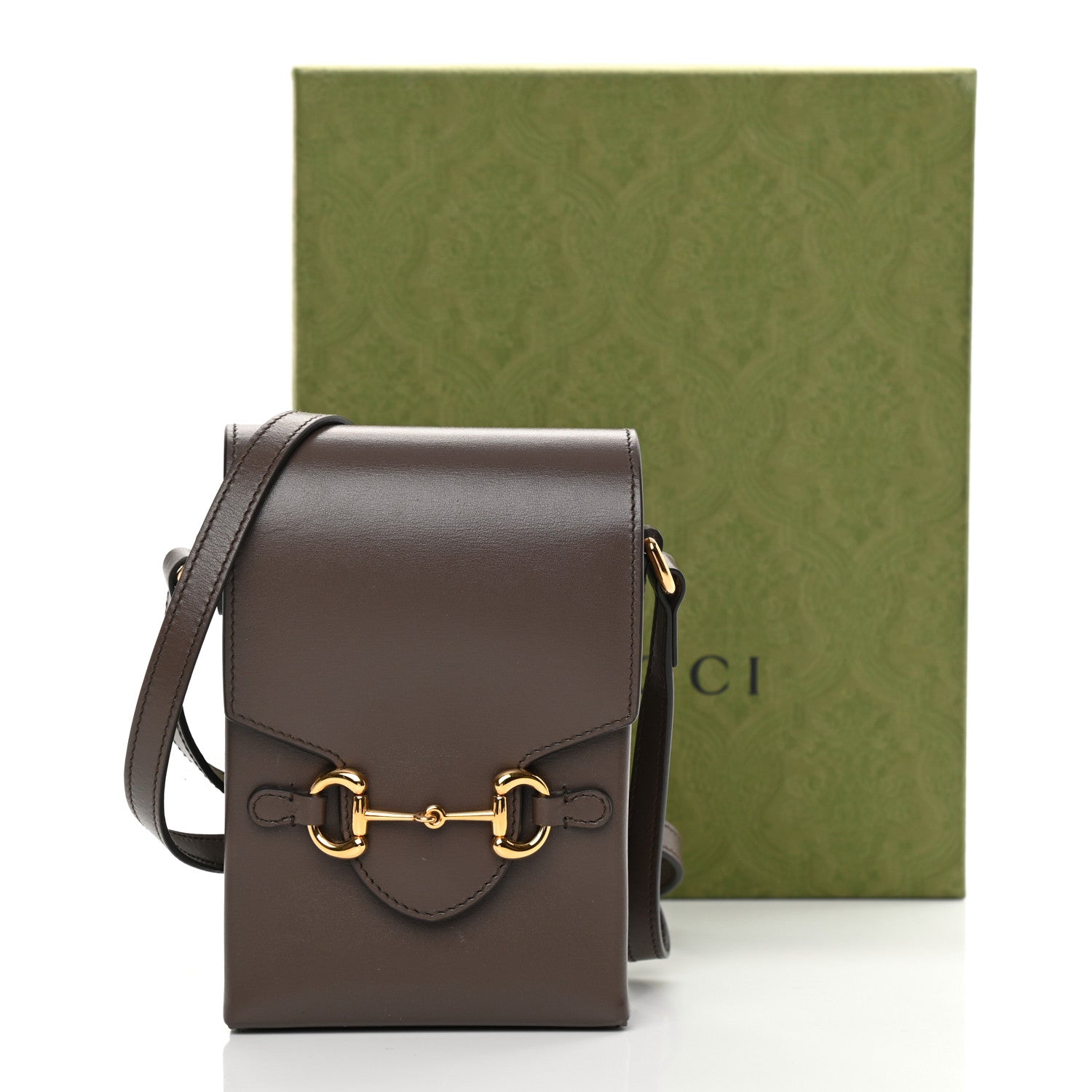 Gucci Boarded Plutone Calfskin Mini Horsebit 1955 Crossbody Bag New Acero 12 of 12