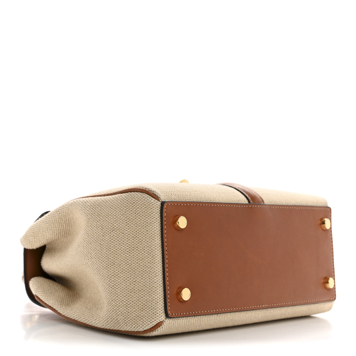 Celine Canvas Calfskin Small 16 Top Handle Bag Natural Tan 4 of 15