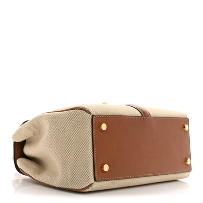 Celine Canvas Calfskin Small 16 Top Handle Bag Natural Tan 4 of 15