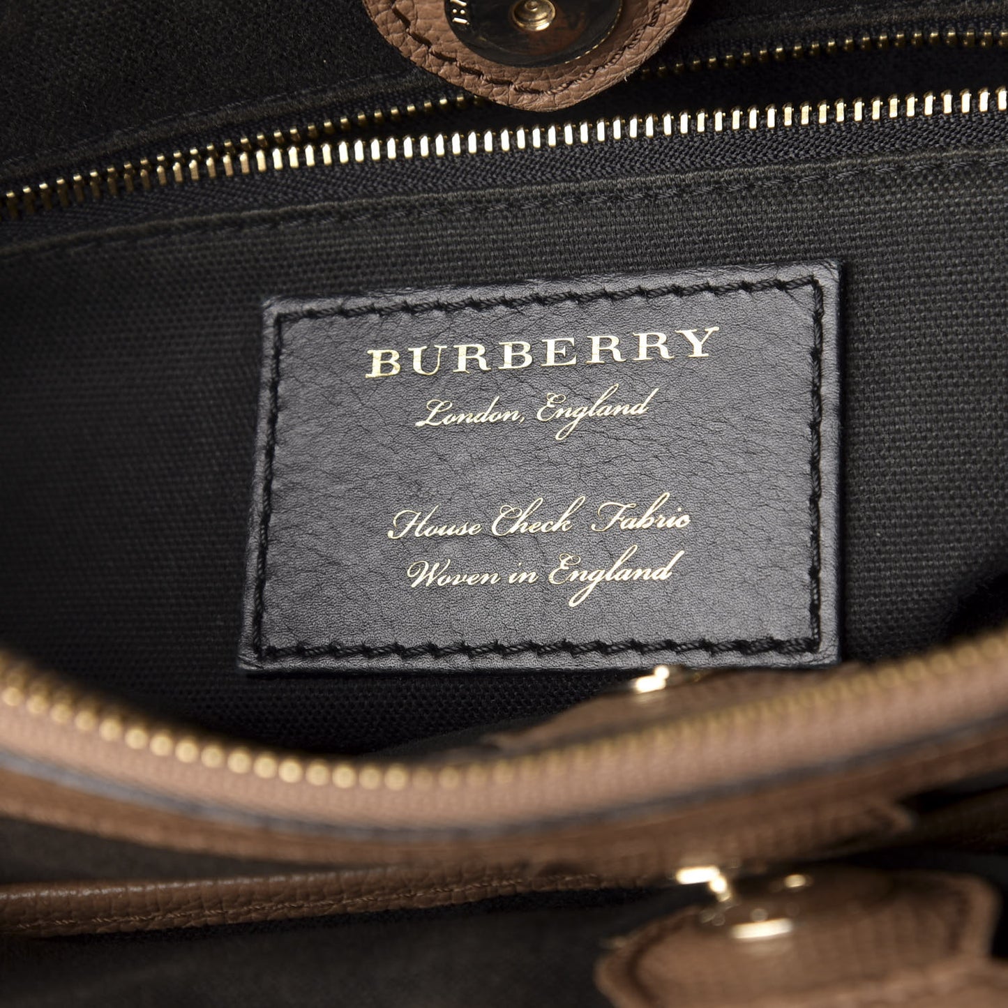 Grainy Calfskin House Check Medium Banner Tote Dark Sand