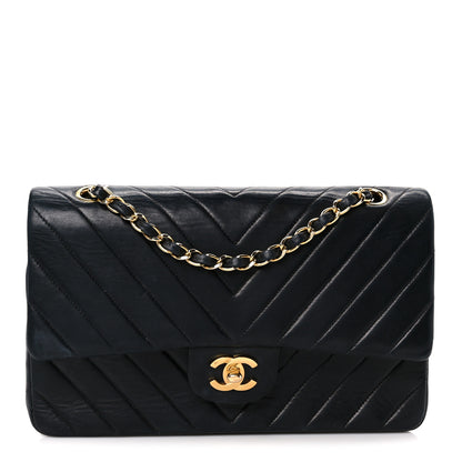 Chanel Lambskin Chevron Quilted Medium Double Flap Black 1 of 12