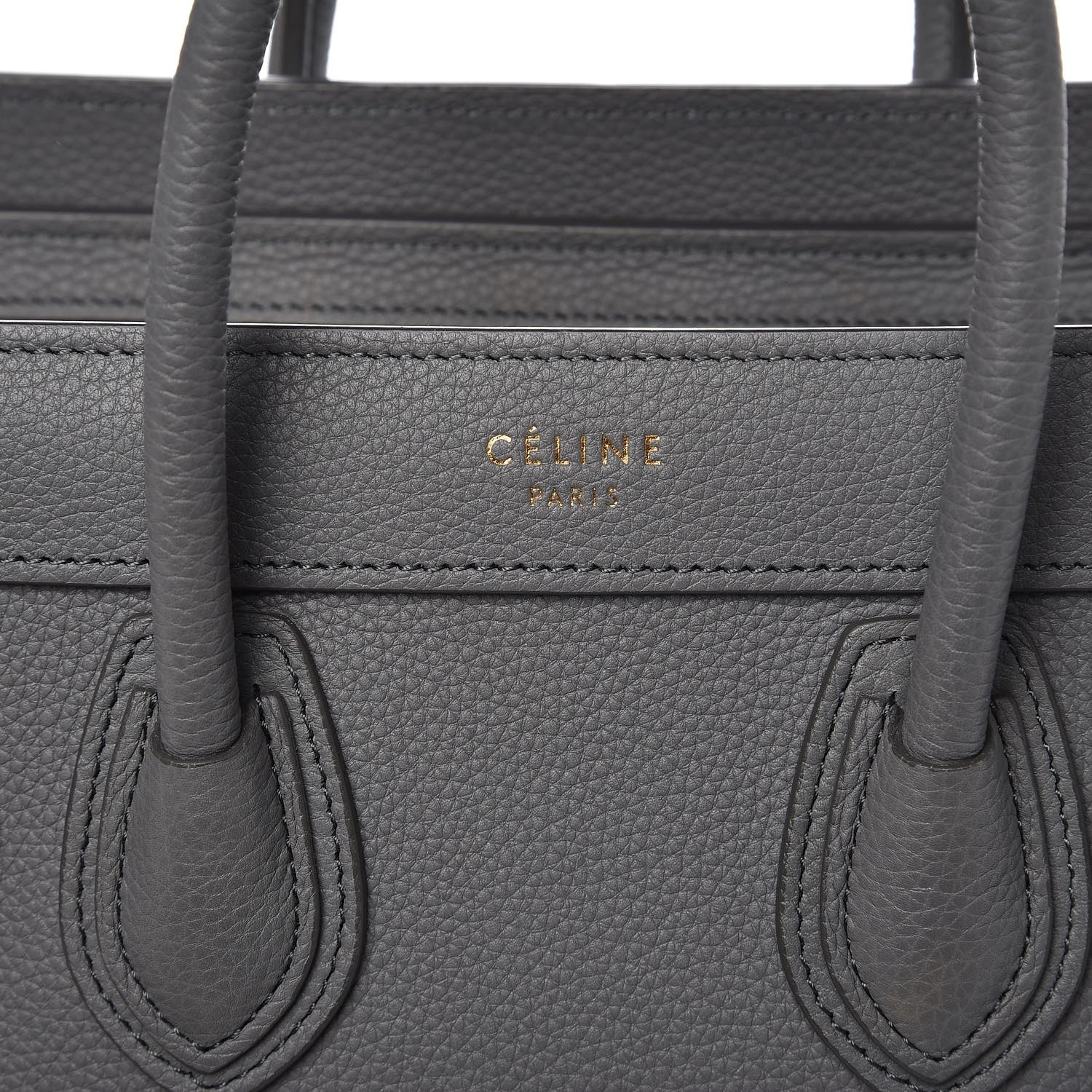Celine Drummed Calfskin Nano Luggage Kohl 6 of 9
