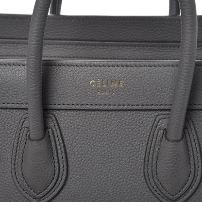 Celine Drummed Calfskin Nano Luggage Kohl 6 of 9