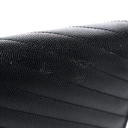 Saint Laurent Grain De Poudre Matelasse Chevron Monogram Chain Wallet Black 13 of 15