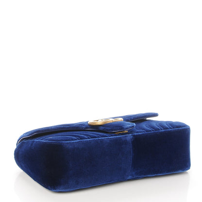 Gucci Velvet Matelasse Small GG Marmont Shoulder Bag Cobalt Blue 4 of 7