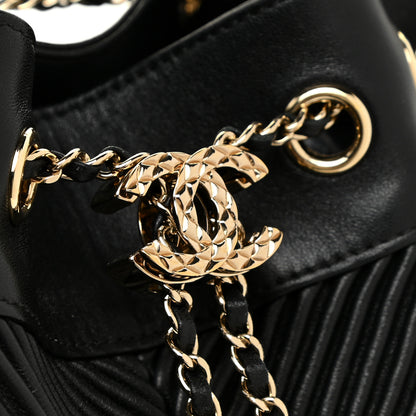 Chanel Lambskin Chevron Drawstring Bag Black 10 of 13