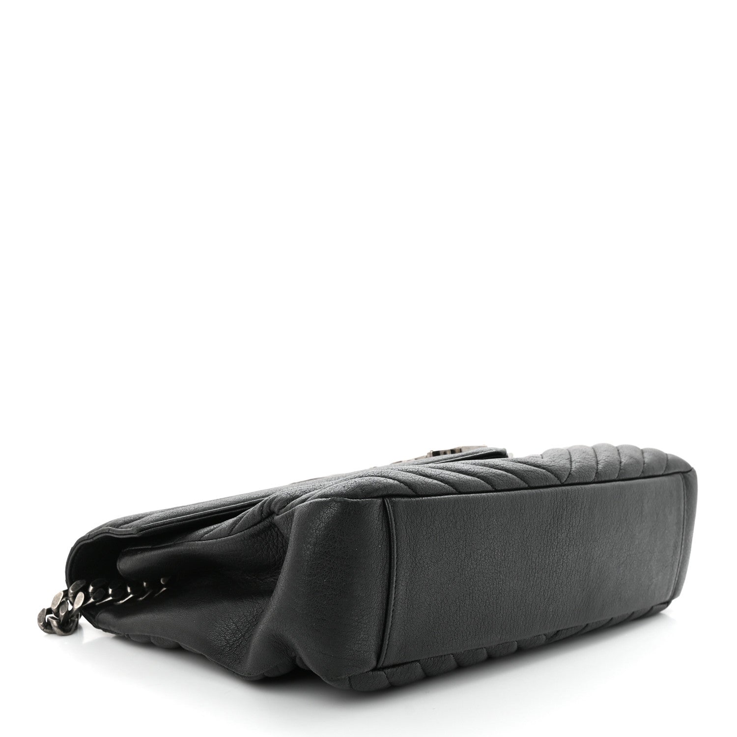 Saint Laurent Sheepskin Matelasse Chevron Monogram Large College Satchel Black 4 of 15