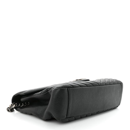 Saint Laurent Sheepskin Matelasse Chevron Monogram Large College Satchel Black 4 of 15