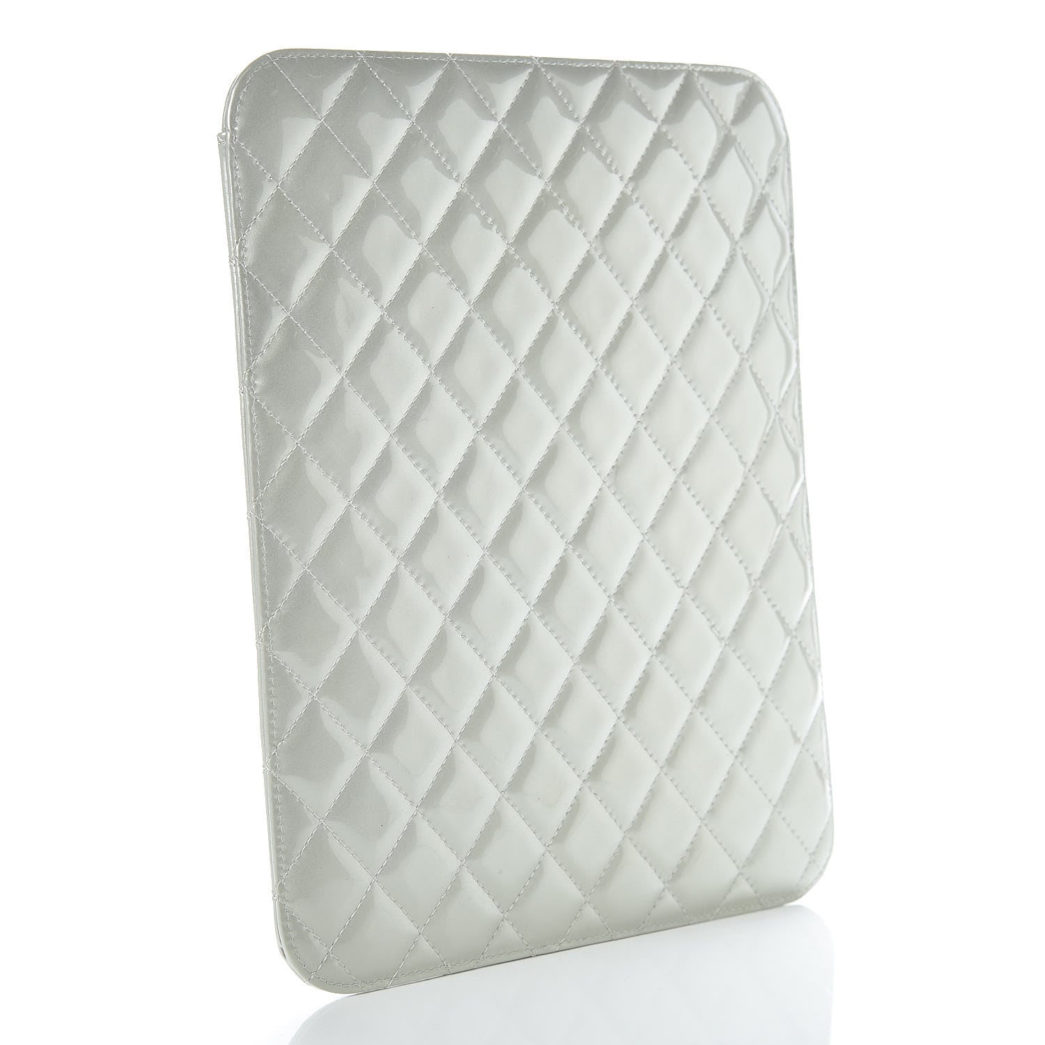 Chanel Patent Quilted Brilliant iPad Case Grey 3 of 10
