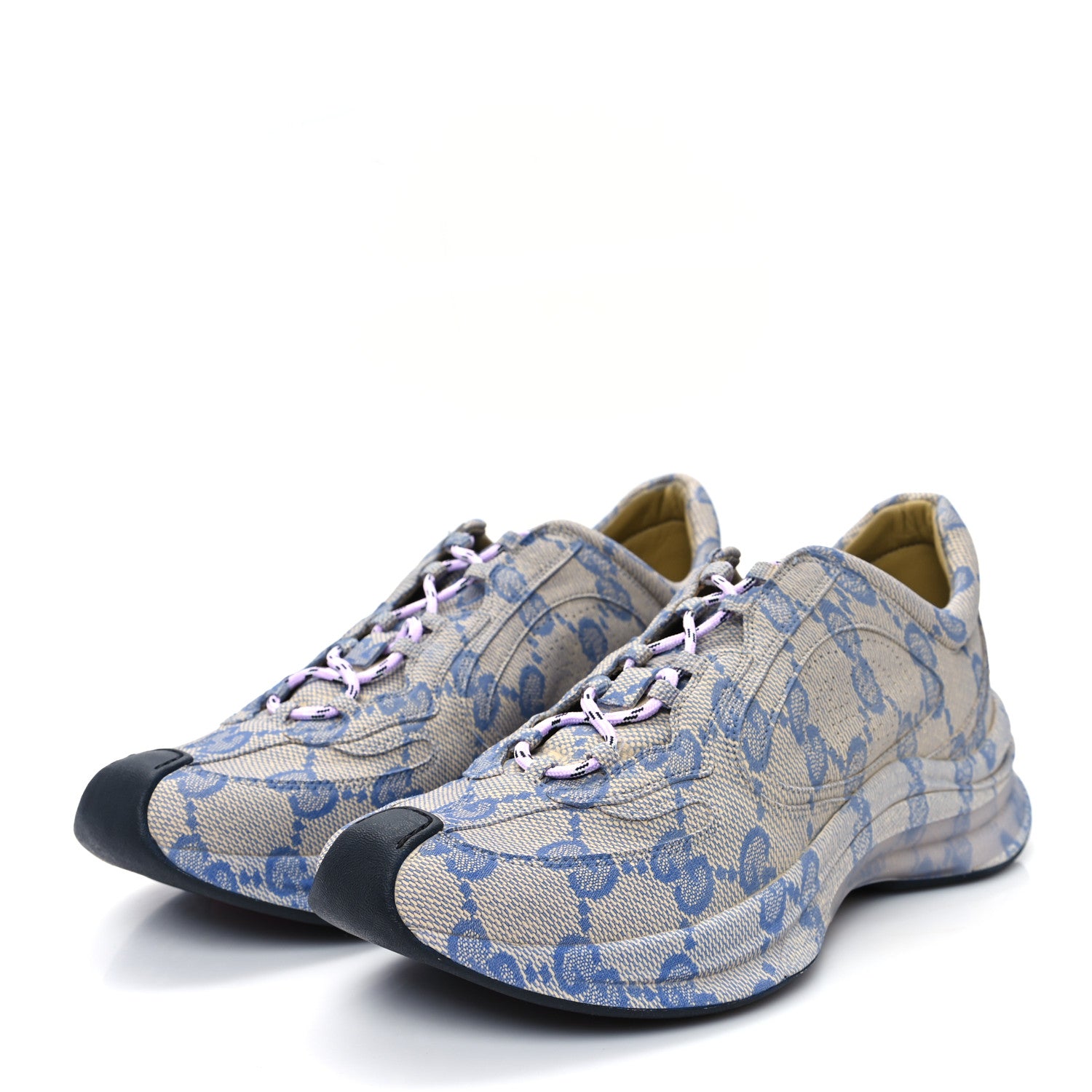 Gucci Ultralight Plume Calfskin Monogram Printed Mens Gucci Run Sneakers 9 Beige Blue 4 of 11