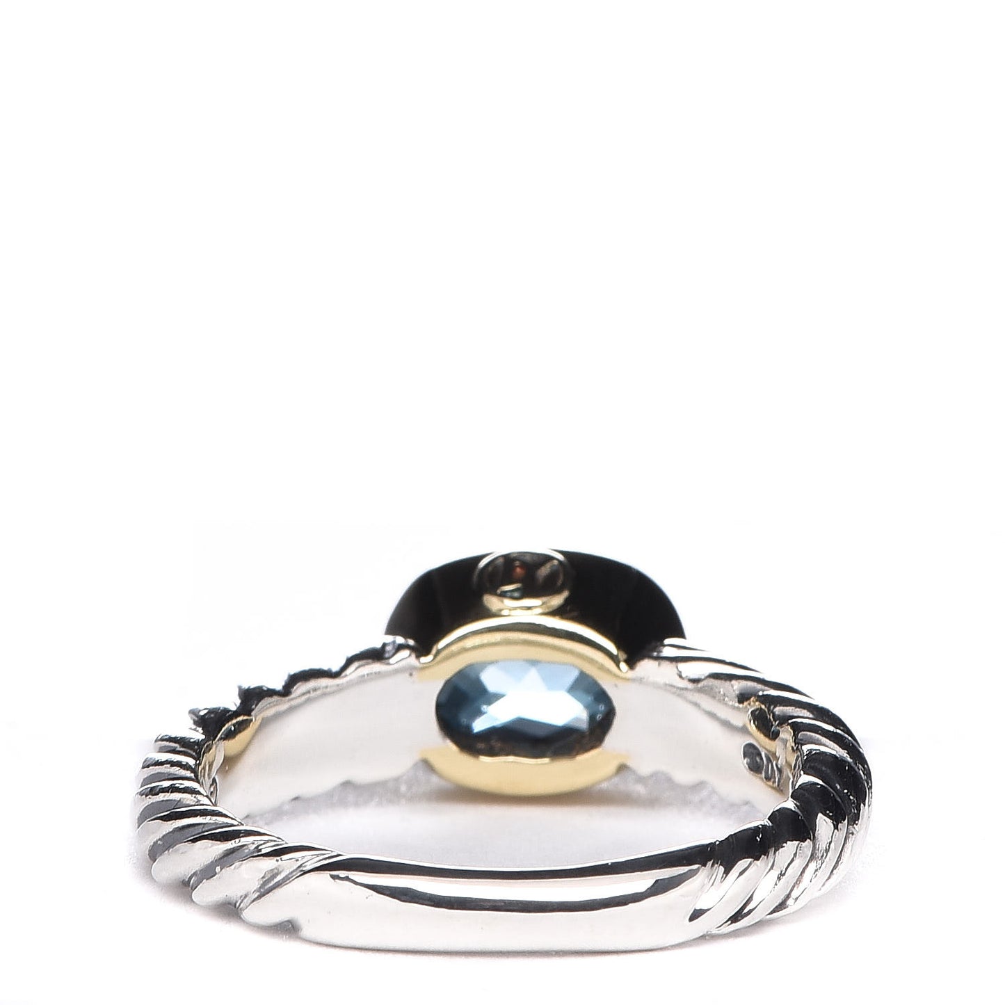 Sterling Silver 18K Yellow Gold Blue Topaz 8mm Noblesse Ring 54 6.75