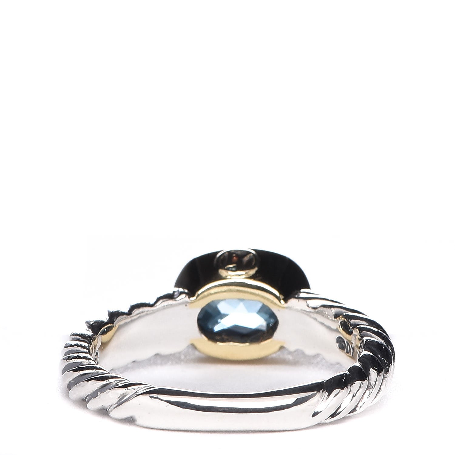 David Yurman Sterling Silver 18K Yellow Gold Blue Topaz 8mm Noblesse Ring 54 6.75 4 of 7