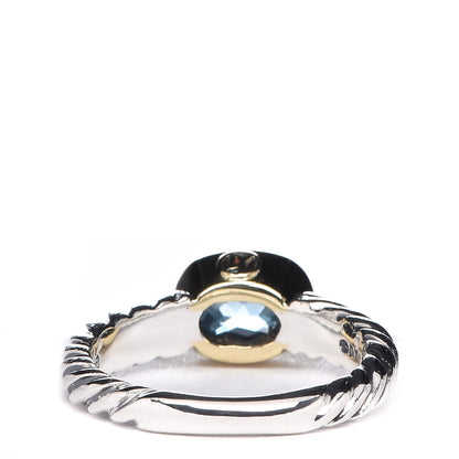 David Yurman Sterling Silver 18K Yellow Gold Blue Topaz 8mm Noblesse Ring 54 6.75 4 of 7