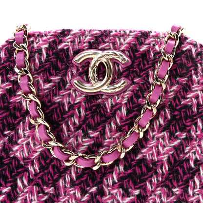 Chanel Tweed Quilted Mini Clutch With Chain Purple 8 of 11