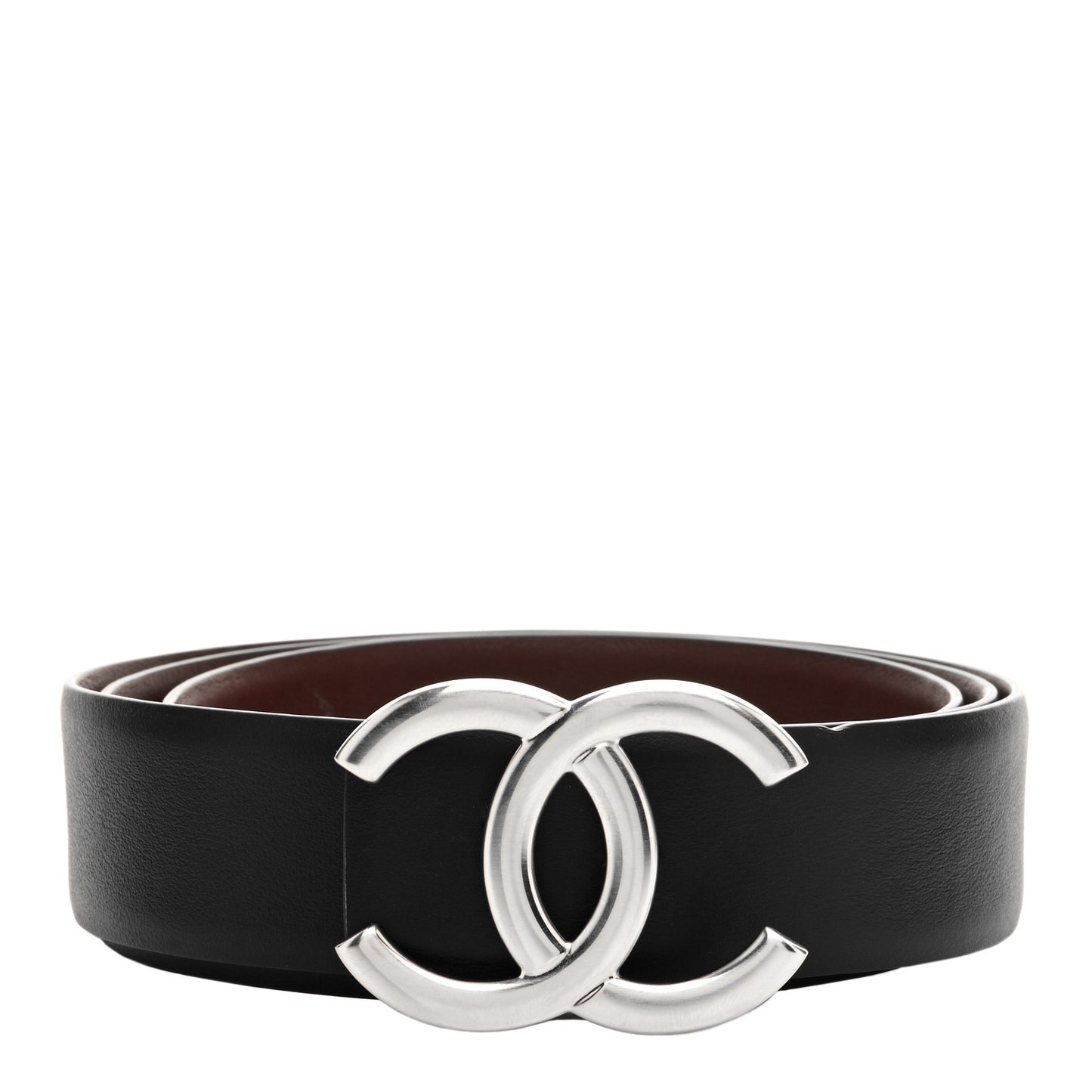 Calfskin CC Reversible Belt 85 34 Black Burgundy