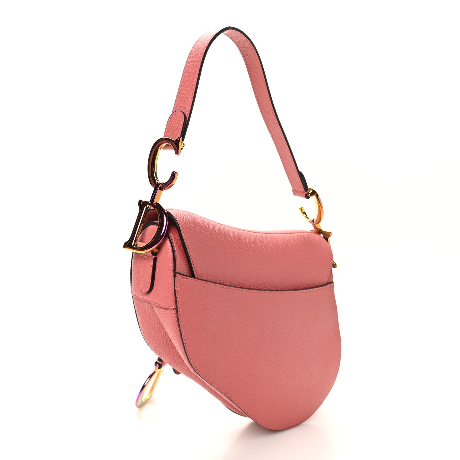 Christian Dior Grained Calfskin Saddle Bag Pink 3 of 10